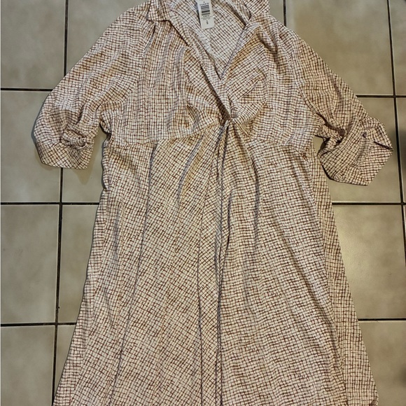 Torrid Cream Plaid Long Sleeve Dress - Picture 3 of 5